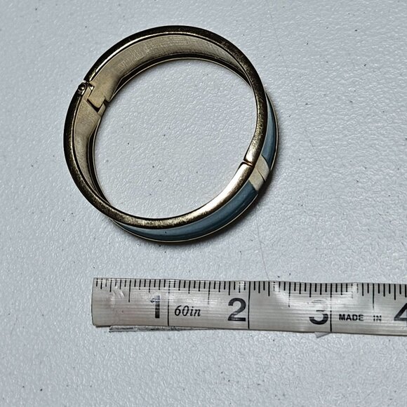 Vintage Turquoise Gold Tone Hinge Bangle Bracelet Retro 80s 90s Fashion Jewelry - Picture 6 of 6